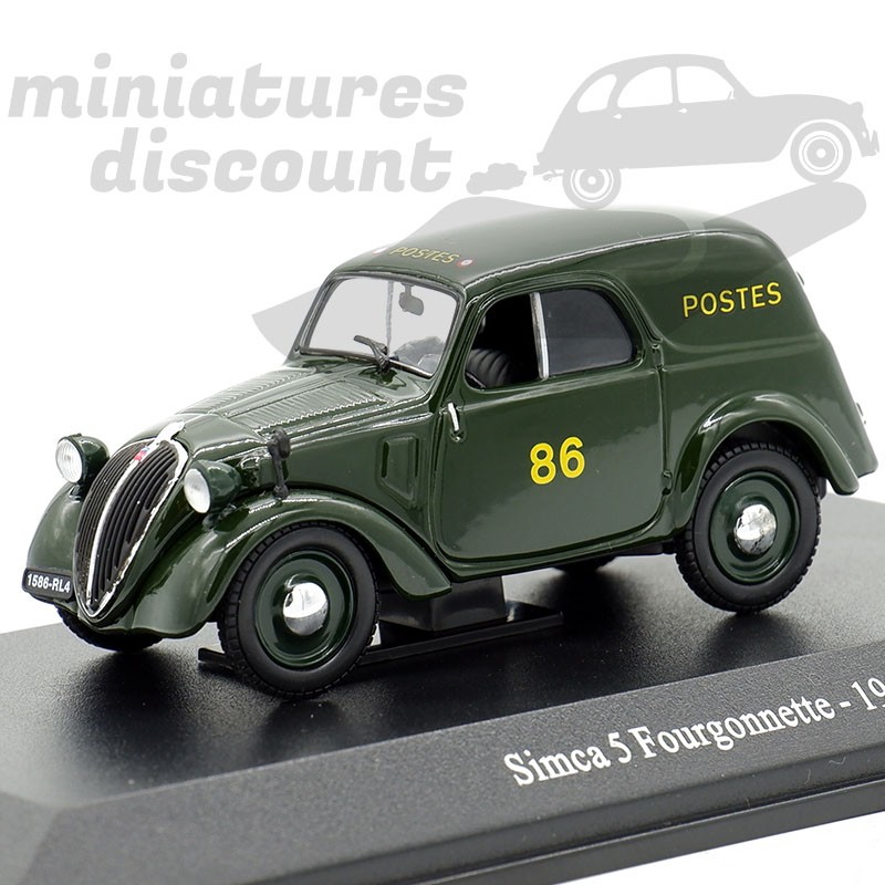 Simca 5 Fourgonnette 1938 - La Poste - 1/43ème sur socle