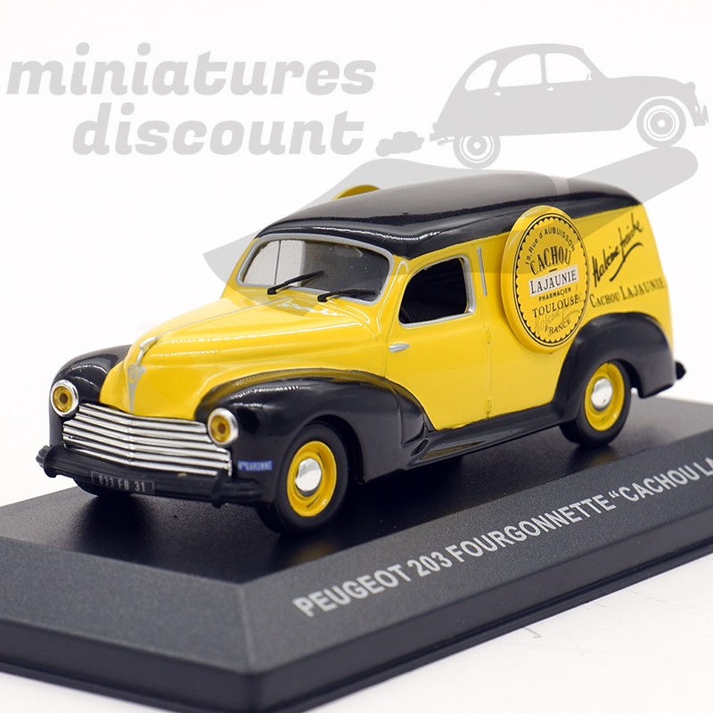 PEUGEOT 203 FOURGONNETTE "CACHOU LAJAUNIE" (JAUNE) - 1/32ème en boite