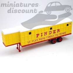 REMORQUE TRANSPORT, ANIMAL TRAILER " PINDER " CIRQUE PINDER (JAUNE) - 1/64ème sous blister