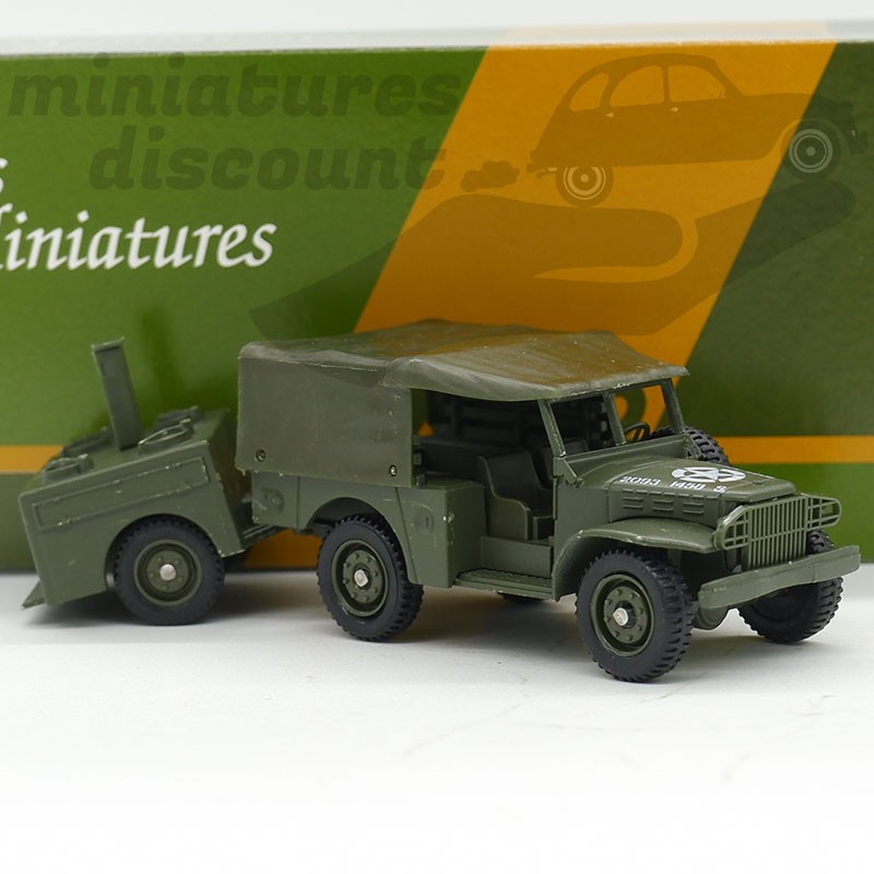 DODGE 4X4 & REMORQUE CUISINE (VERT MILITAIRE) - SOLIDO - 1/43ème en boite