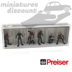 FIGURINES POMPIERS PLONGEURS (NOIR) - PREISER - 1/87ème en boite