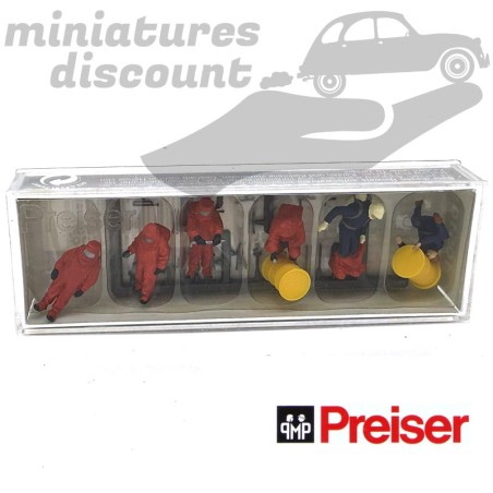 FIGURINES POMPIERS AVEC TENUE RÉSISTANTE (VERT) - PREISER - 1/87ème en boite