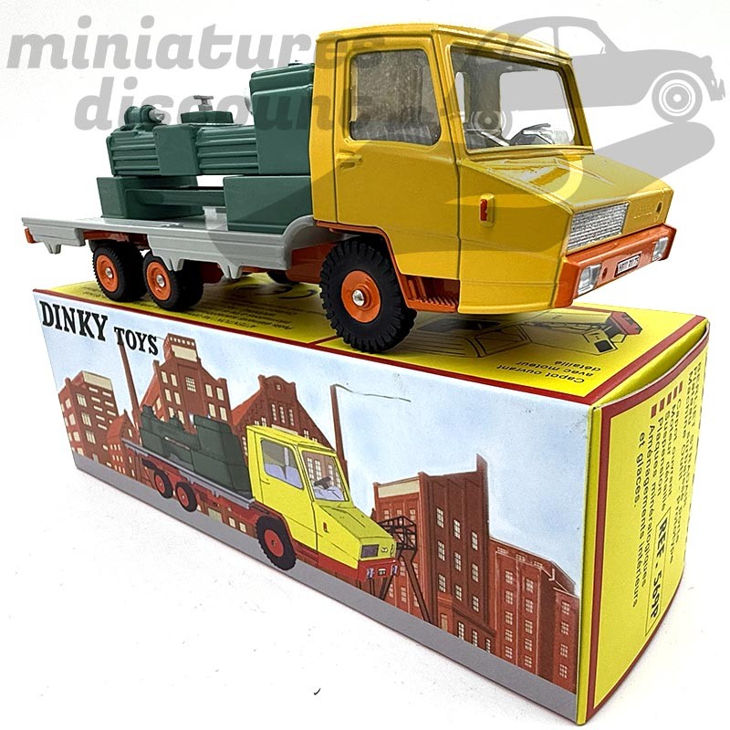 CAMION BERLIET STRADAIR " PLATEAU SURBAISSÉ, PORTE MACHINE " (JAUNE) - DINKY TOYS - 1/50ème en boite