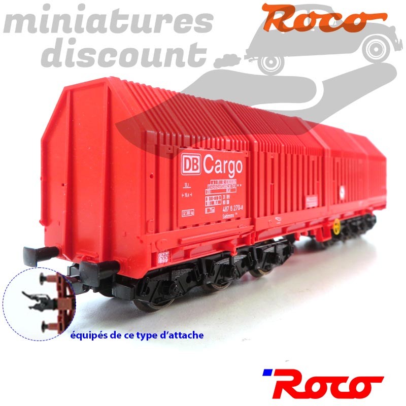 Wagon Marchandise à capots téléscopiques DB (rouge) - HO - 1/87ème - Roco ref 46918- en boite