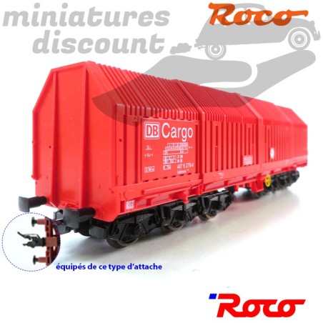 Wagon Marchandise à capots téléscopiques DB (rouge) - HO - 1/87ème - Roco ref 46918- en boite