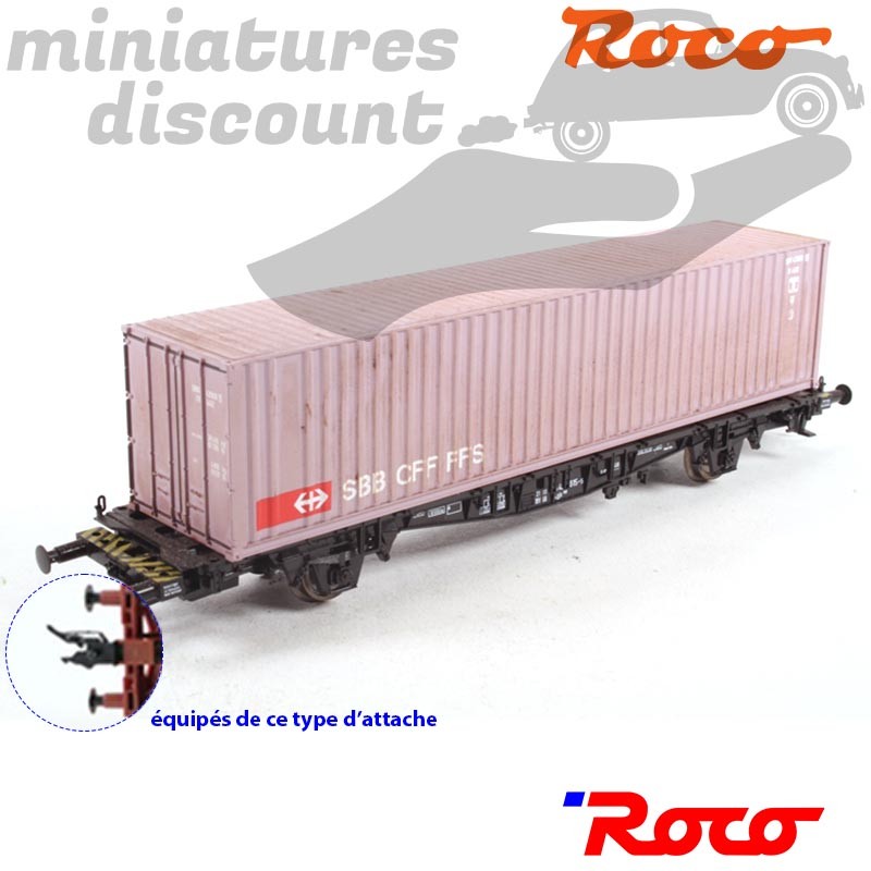 Wagon Porte Conteneur - Contenair -  SBB - HO - 1/87ème - Roco ref 46912- en boite