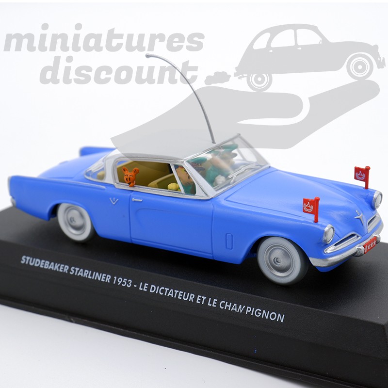 STUDEBAKER STARLINER 1953 "LE DICTATEUR ET LE CHAMPIGNON" SPIROU (BLEU) - 1/43ème en boite