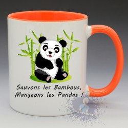 Sauvons les bambous, Mangeons les Pandas ! - Mug Humoristique Céramique 350 ml