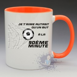 Je t'aime autant qu'un but à la 90ème minute ! - Mug Humoristique Céramique 350 ml