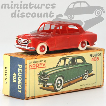 Peugeot 403 Berline Rouge, Norev Plastique (Repro) -  1/43ème en boite