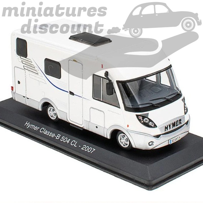 CAMPING-CAR MERCEDES HYMER CLASSE-B 504 DE 2007 (BLANC-GRIS) - 1/43ème sous blister