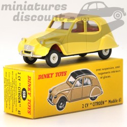 Miniature Citroën 2CV modèle 61 jaune Dinky Toys repro 1/43 avec boîte