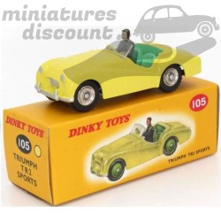 MINIATURE TRIUMPH TR2 SPORT JAUNE DINKY TOYS REPRO AVEC BOÎTE (JAUNE) - DINKY TOYS - 1/43ème en boite