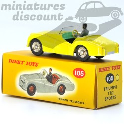 MINIATURE TRIUMPH TR2 SPORT JAUNE DINKY TOYS REPRO AVEC BOÎTE (JAUNE) - DINKY TOYS - 1/43ème en boite