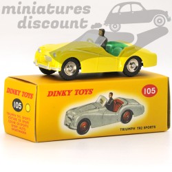 MINIATURE TRIUMPH TR2 SPORT JAUNE DINKY TOYS REPRO AVEC BOÎTE (JAUNE) - DINKY TOYS - 1/43ème en boite