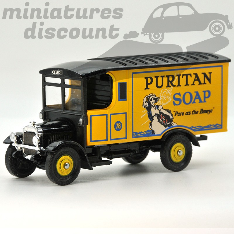 MINIATURE FOURGON THORNYCROFT VAN 1929 PURITAN SOAP CORGI CLASSICS AVEC BOÎTE (JAUNE) - CORGI - 1/43ème en boite