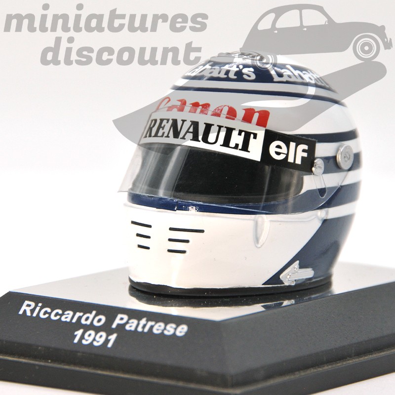 CASQUE MINIATURE RICARDO PATRESE RENAULT ELF CANON 1/6 AVEC BOÎTE (BLANC) - 1/6ème en boite
