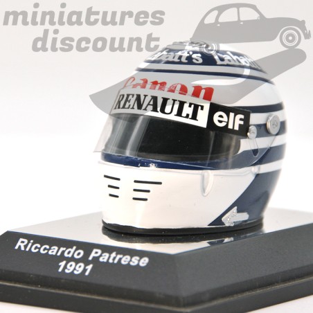 CASQUE MINIATURE RICARDO PATRESE RENAULT ELF CANON 1/6 AVEC BOÎTE (BLANC) - 1/6ème en boite