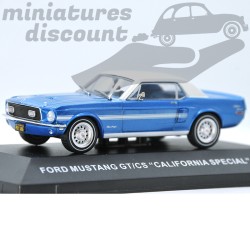 MINIATURE FORD MUSTANG GTCS CALIFORNIA SPECIAL 1968 AVEC BOÎTE (BLEU) - 1/43ème en boite
