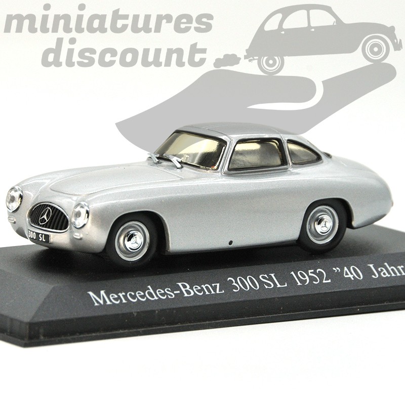 MINIATURE MERCEDES-BENZ 300 SL 1952 40 JAHRE SL MODEL MAX AVEC BOÎTE (GRIS CLAIR) - MODEL MAX - 1/43ème en boite