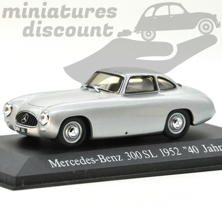 MINIATURE MERCEDES-BENZ 300 SL 1952 40 JAHRE SL MODEL MAX AVEC BOÎTE (GRIS CLAIR) - MODEL MAX - 1/43ème en boite