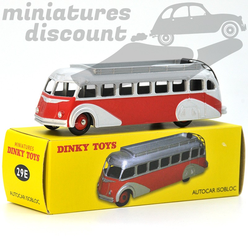 Miniature bus autocar Isobloc rouge et gris Dinky Toys repro 1/50 avec boîte