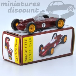 Miniature Race Car Formule 1 numéro 4 rouge foncé First Ever Majorette 3 inches 1/64 avec boîte