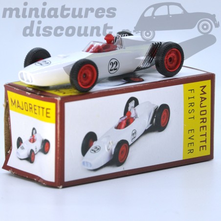 Miniature Race Car Formule 1 numéro 22 blanche First Ever Majorette 3 inches 1/64 avec boîte