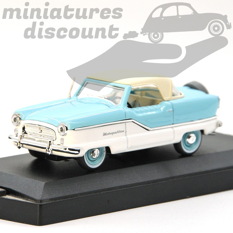Miniature Nash Metropolitan bleue et blanche Vitesse 1/43 avec boîte