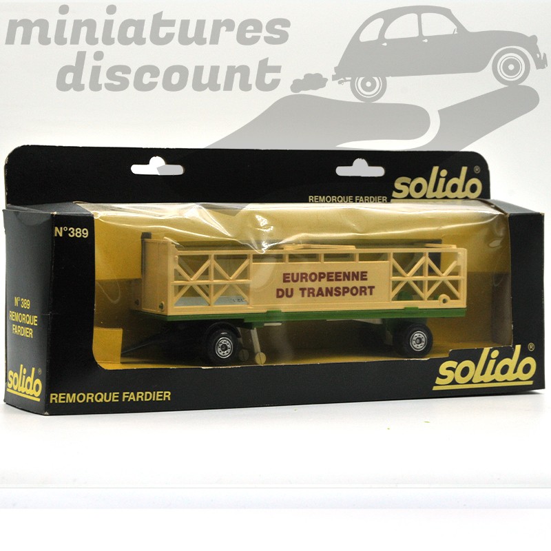 MINIATURE REMORQUE FARDIER EUROPÉENNE DU TRANSPORT ANCIENNE SOLIDO N°389 D'ORIGINE (BLANC) - SOLIDO - 1/50ème en boite