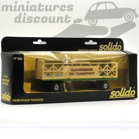 MINIATURE REMORQUE FARDIER EUROPÉENNE DU TRANSPORT ANCIENNE SOLIDO N°389 D'ORIGINE (BLANC) - SOLIDO - 1/50ème en boite