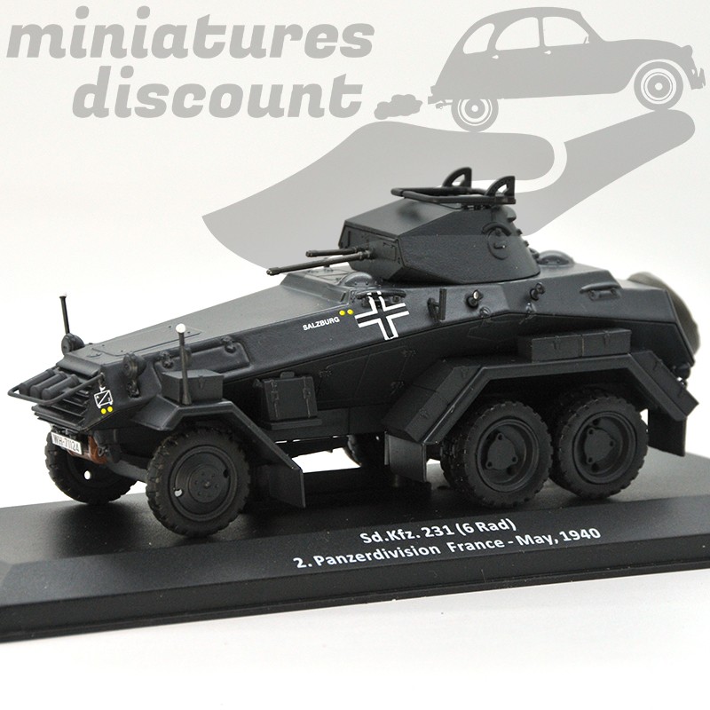MINIATURE SD.KFZ. 231 2E PANZERDIVISION FRANCE 1940 AVEC BOÎTE (NOIR) - 1/43ème en boite