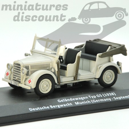 MINIATURE GELÄNDEWAGEN TYP G5 DEUTSCHE BERGWACHT MUNICH 1940 MILITAIRE AVEC BOÎTE (GRIS) - 1/43ème en boite