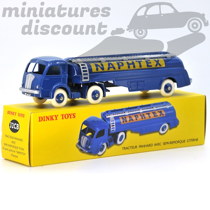 Miniature tracteur Panhard avec semi-remorque citerne Naphtex Dinky Toys repro 1/50 avec boîte