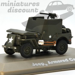 MINIATURE JEEP WILLYS ARMORED CAR MILITAIRE AVEC BOÎTE (VERT MILITAIRE) - 1/43ème en boite
