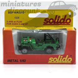 Miniature Jeep Rallye verte Solido n°1331 1/43 avec boîte d’origine