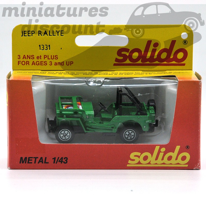 Miniature Jeep Rallye verte Solido n°1331 1/43 avec boîte d’origine