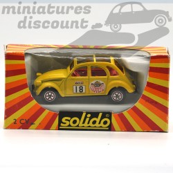 Miniature Citroën 2CV jaune n°18 Solido n°1359 1/43 avec boîte d’origine