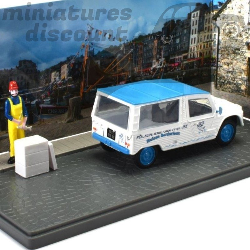 CITROËN 2CV "POISSONNERIE GRANVILLAISE" + 1 FIGURINE ET BACS A POISSONS (BLANC) - 1/43ème en boite