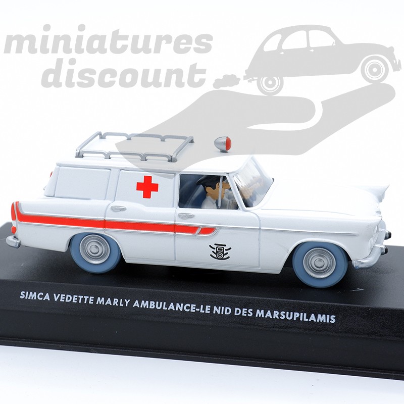 SIMCA VEDETTE MARLY AMBULANCE "LE NID DES MARSUPILAMIS" SPIROU (BLANC) - 1/43ème en boite