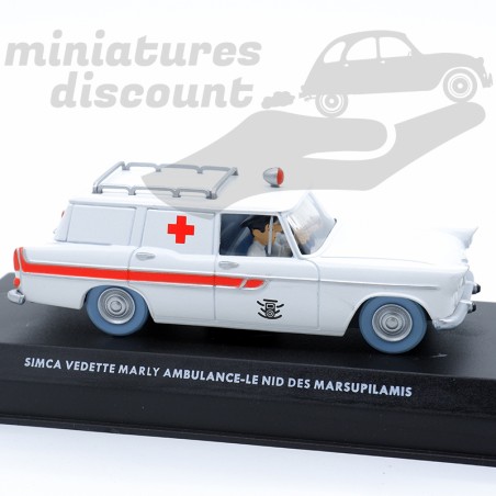 SIMCA VEDETTE MARLY AMBULANCE "LE NID DES MARSUPILAMIS" SPIROU (BLANC) - 1/43ème en boite