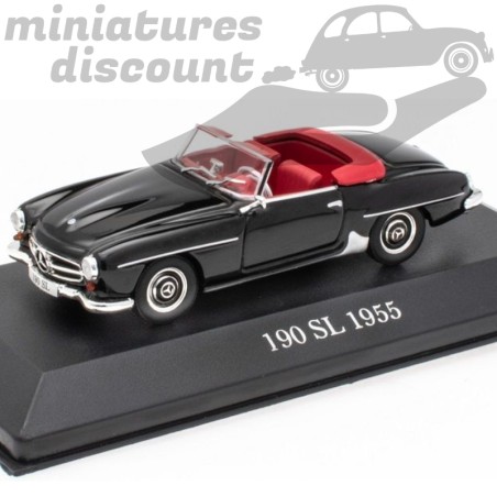 MERCEDES-BENZ 190 SL CABRIOLET NOIR INTÉRIEUR ROUGE AVEC BOÎTE (NOIR) - 1/43ème en boite