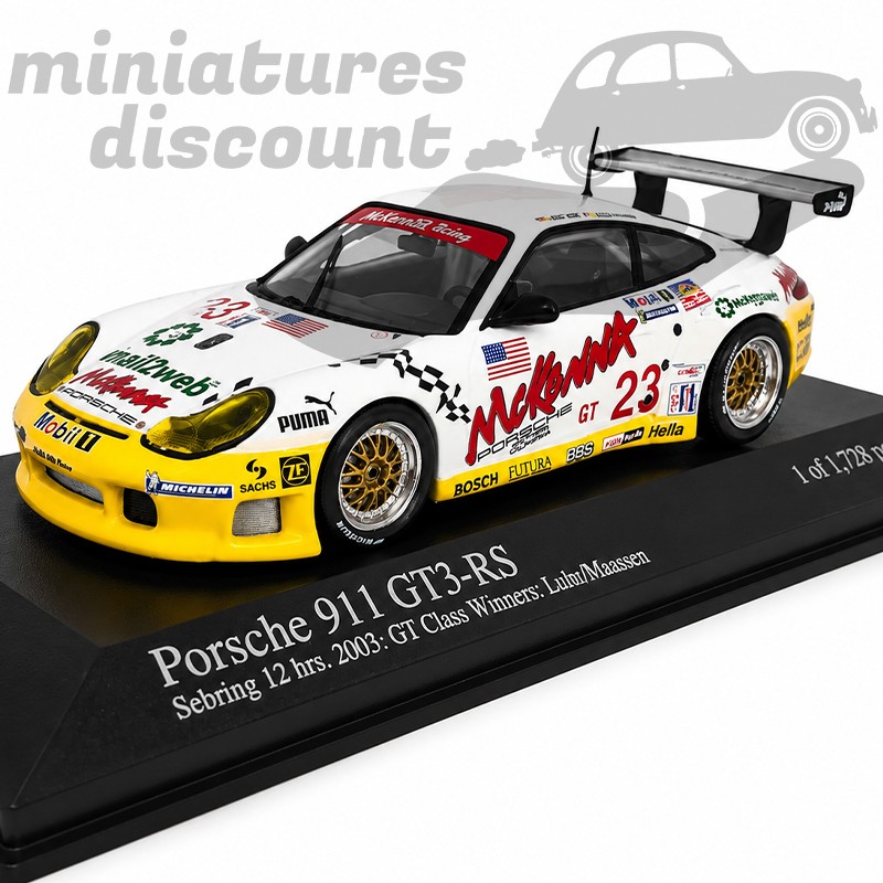 PORSCHE 911 GT3 RS 12H SEBRING 2003 "WINNERS" SÉRIE LIMITÉE (BLANC) - MINICHAMPS - 1/43ème en boite