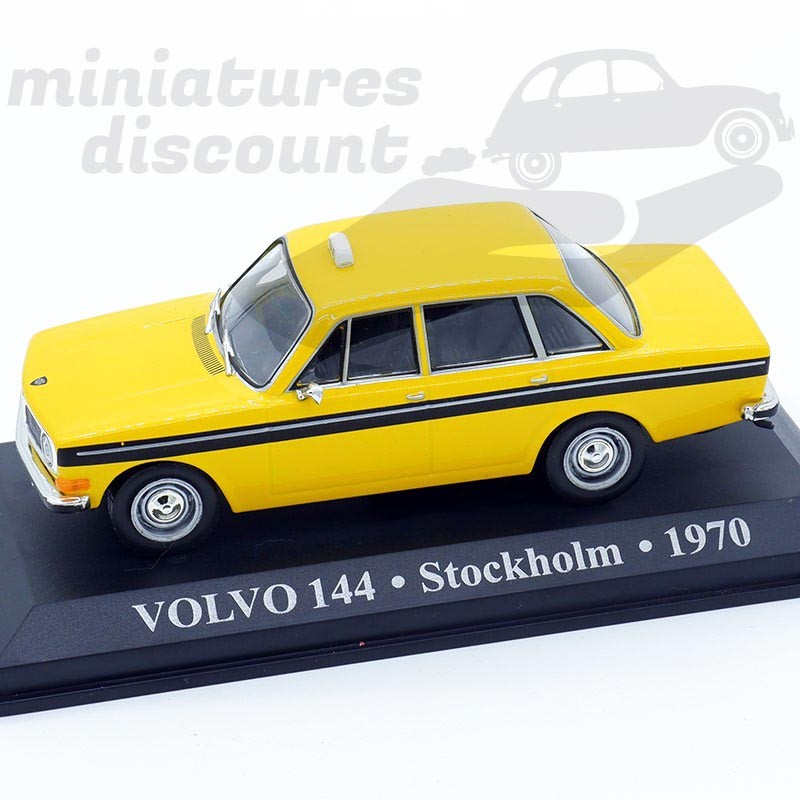 VOLVO 144 (JAUNE) Taxi - 1/43ème sur socle