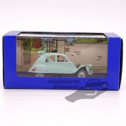 LA 2CV EMBOUTIE DE TINTIN ET LES BIJOUX DE LA CASTAFIORE (VERT/BLEU) - 1/43ème en boite