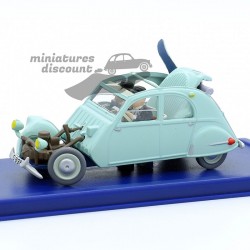 LA 2CV EMBOUTIE DE TINTIN ET LES BIJOUX DE LA CASTAFIORE (VERT/BLEU) - 1/43ème en boite