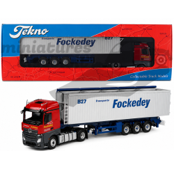 SEMI REMORQUE, MERCEDES BENZ ACTROS L2 FOCKEDEY (ROUGE FONCÉ) - TEKNO - 1/43ème en boite