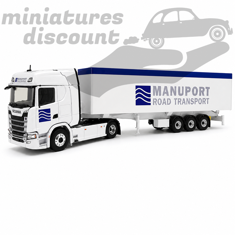 SEMI REMORQUE SCANIA 500S V8 MANUPORT ROAD TRANSPORT (BLANC) - ELIGOR - 1/43ème en boite