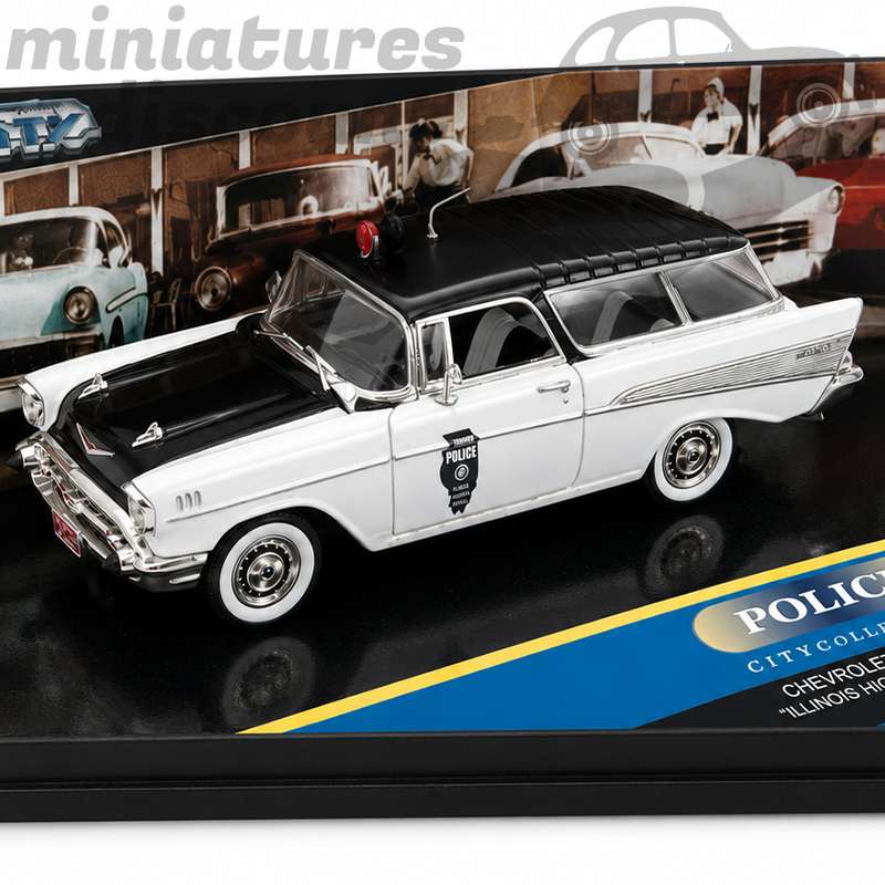 CHEVROLET BEL AIR NOMAD "ILLINOIS HIGHWAY PATROL POLICE" DE 1957 (BLANC) - VITESSE - 1/43ème en boite
