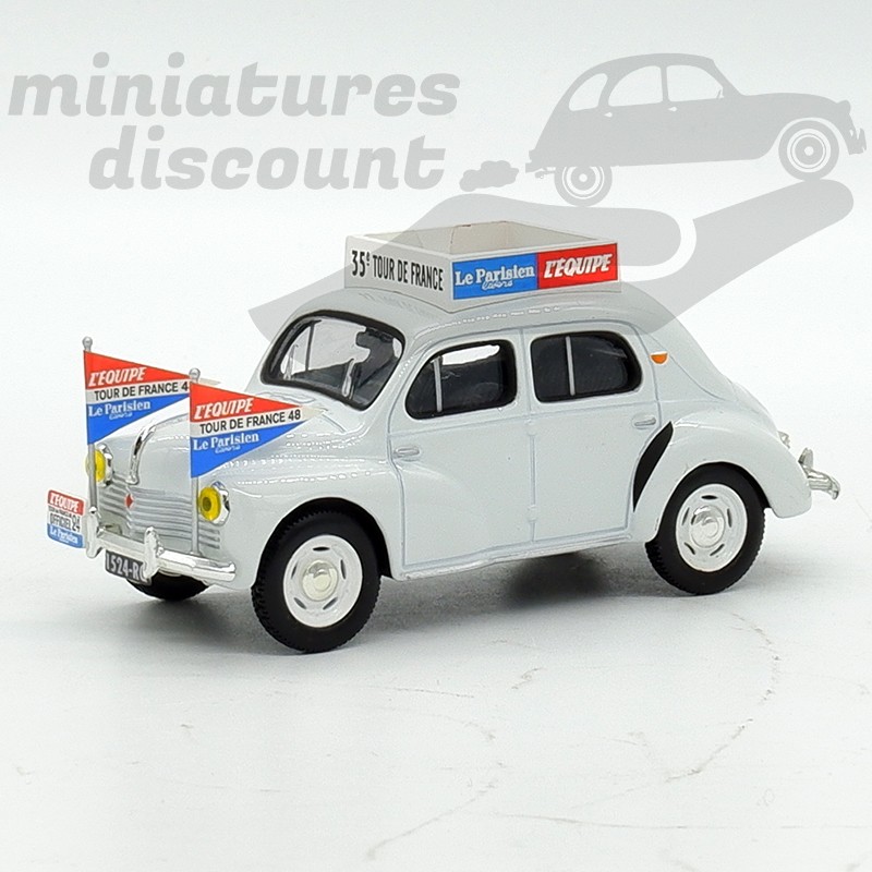 RENAULT 4CV "L'EQUIPE" DE 1948 TOUR DE FRANCE (BLANC) - NOREV - 1/43ème sous blister